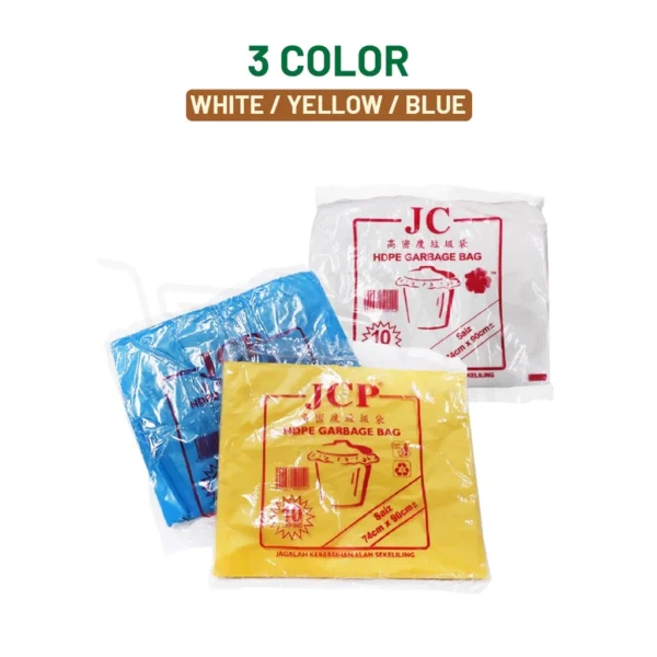 JC GARBAGE BAG (74''x 90'') YELLOW THIN 10 PCS